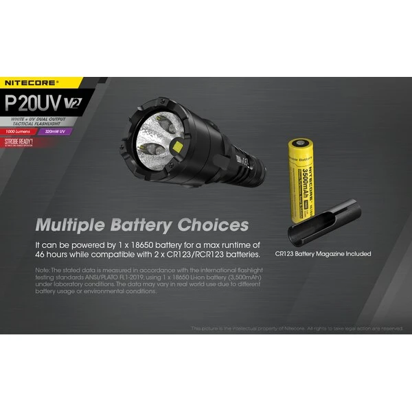 Nitecore P20UV V2 1000 Lumen LED Flashlight 3 Nitecore P20UV V2 1000 Lumen LED Flashlight - Image 3