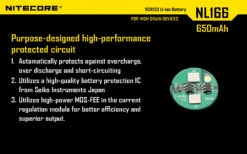 Nitecore RCR123 Rechargeable Battery -Nitecore NL166 3