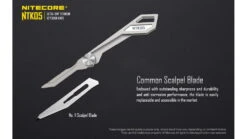 Nitecore NTK05 Titanium Folding Scalpel Keychain Knife -Nitecore opplanet nitecore ntk05 titanium folding scalpel keychain knife 2 17in tc4 titanium alloy silver 6952506493098 av 8