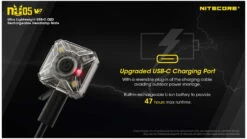 Nitecore NU05 V2 High Performance LED Rechargeable Red White Safety & Signal Light -Nitecore opplanet nitecore nu05 v2 high performance led rechargeable red white safety signal light white red 40 lumens black 6952506407286 av 2