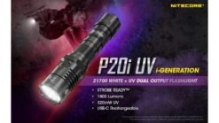 Nitecore P20i UV Luminus SST-40-W LED Rechargeable Flashlight W/UV Light -Nitecore opplanet nitecore p20i uv 1800 lumen rechargeable flashlight with uv light black 6952506406616 av 1