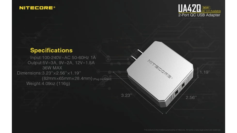 Nitecore UA42Q 2-Port Quick Charge USB 2.0 & 3.0 Adapter 7 Nitecore UA42Q 2-Port Quick Charge USB 2.0 & 3.0 Adapter - Image 7