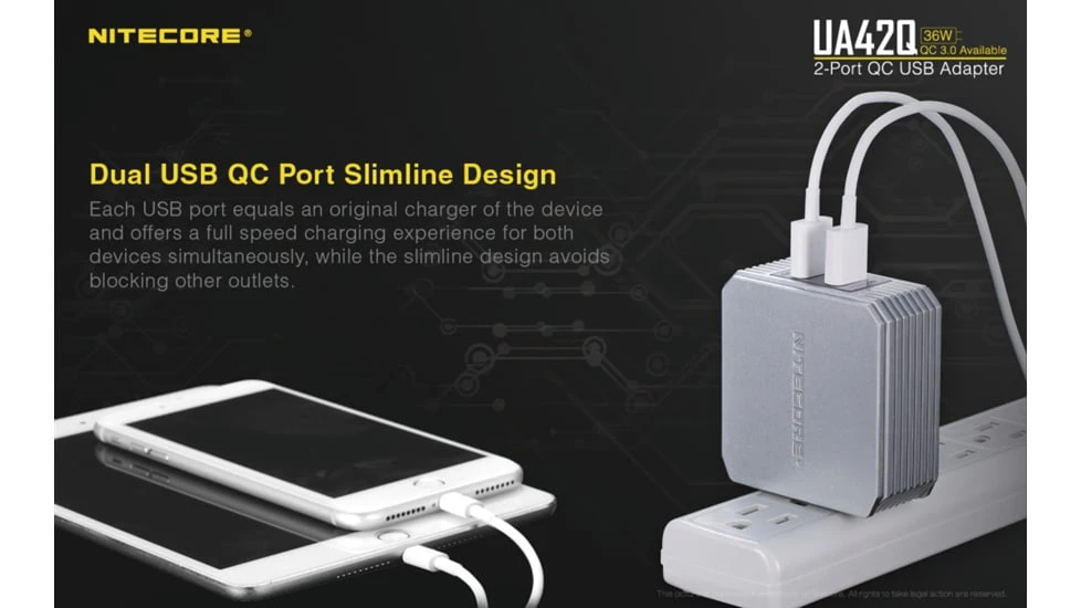 Nitecore UA42Q 2-Port Quick Charge USB 2.0 & 3.0 Adapter 6 Nitecore UA42Q 2-Port Quick Charge USB 2.0 & 3.0 Adapter - Image 6