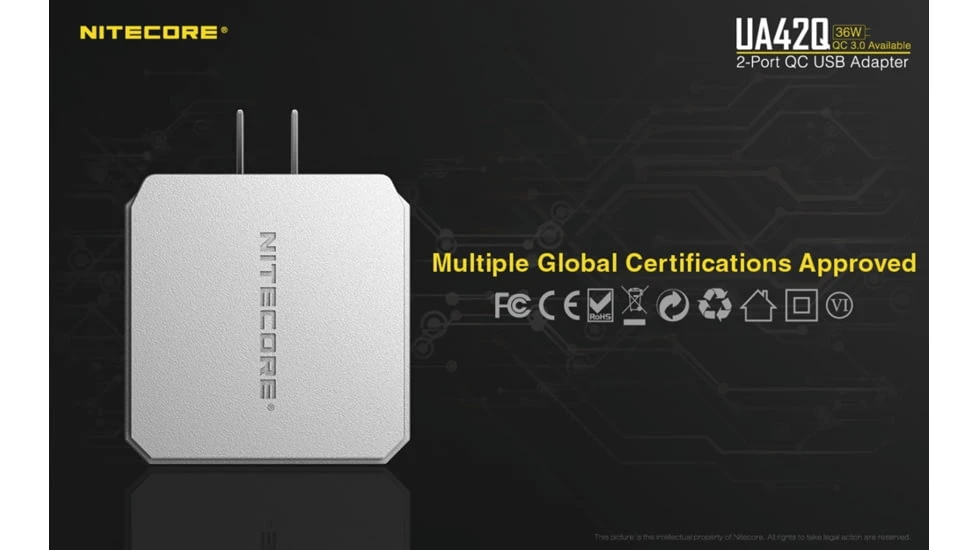 Nitecore UA42Q 2-Port Quick Charge USB 2.0 & 3.0 Adapter 2 Nitecore UA42Q 2-Port Quick Charge USB 2.0 & 3.0 Adapter - Image 2