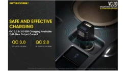 Nitecore VCL10 QuickCharge 3.0 USB Car Charger W/White & Red Flashlight -Nitecore opplanet nitecore vcl10 quickcharge 3 0 usb car charger with white red flashlight black 6952506404735 av 1